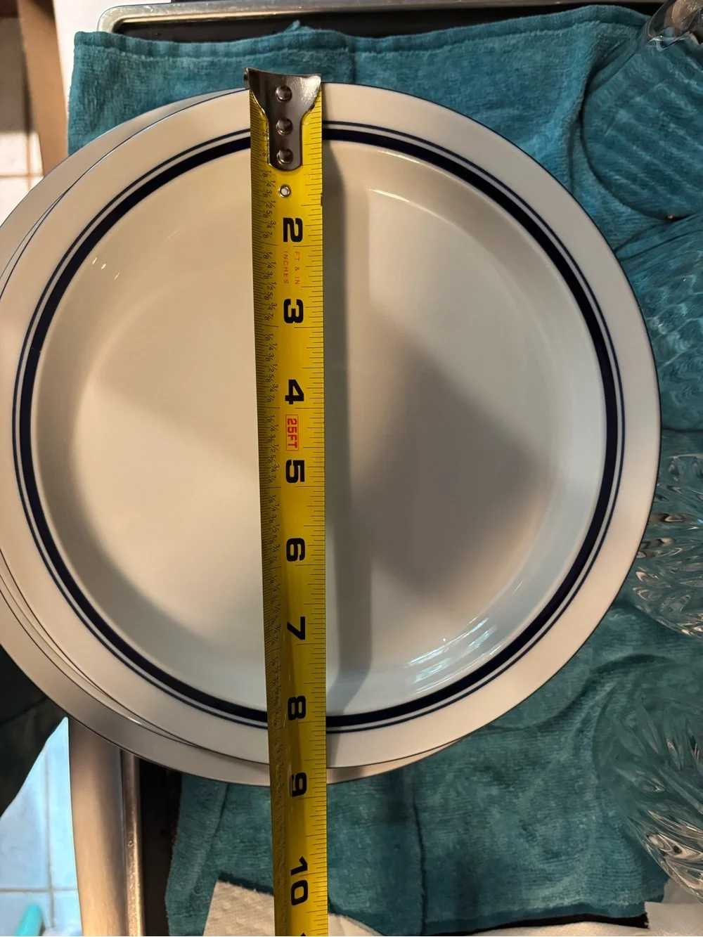 Dansk Christianshavn Blue Ceramic Salad Plate with Blue Band Set of 4